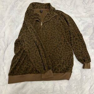 Brown Leopard Print Pullover